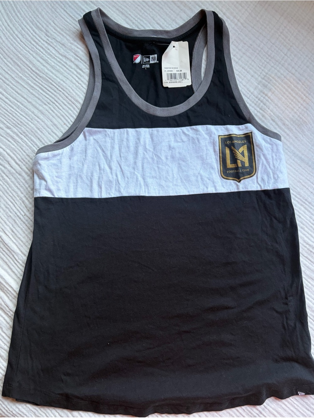 NEW Los Angeles FC Women Black & White Stripe Tank Top Large